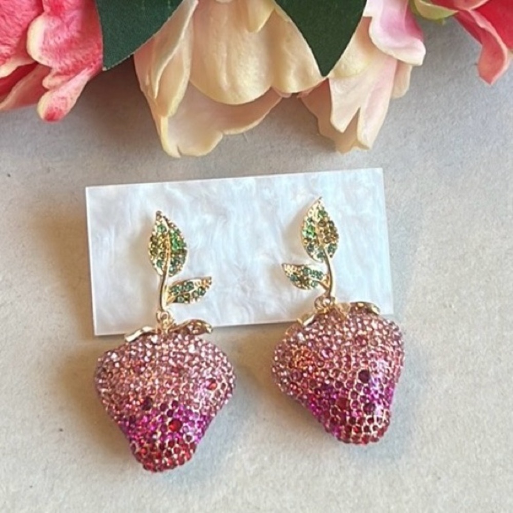 Strawberry Fruit Dangle Drop Statement Earrings